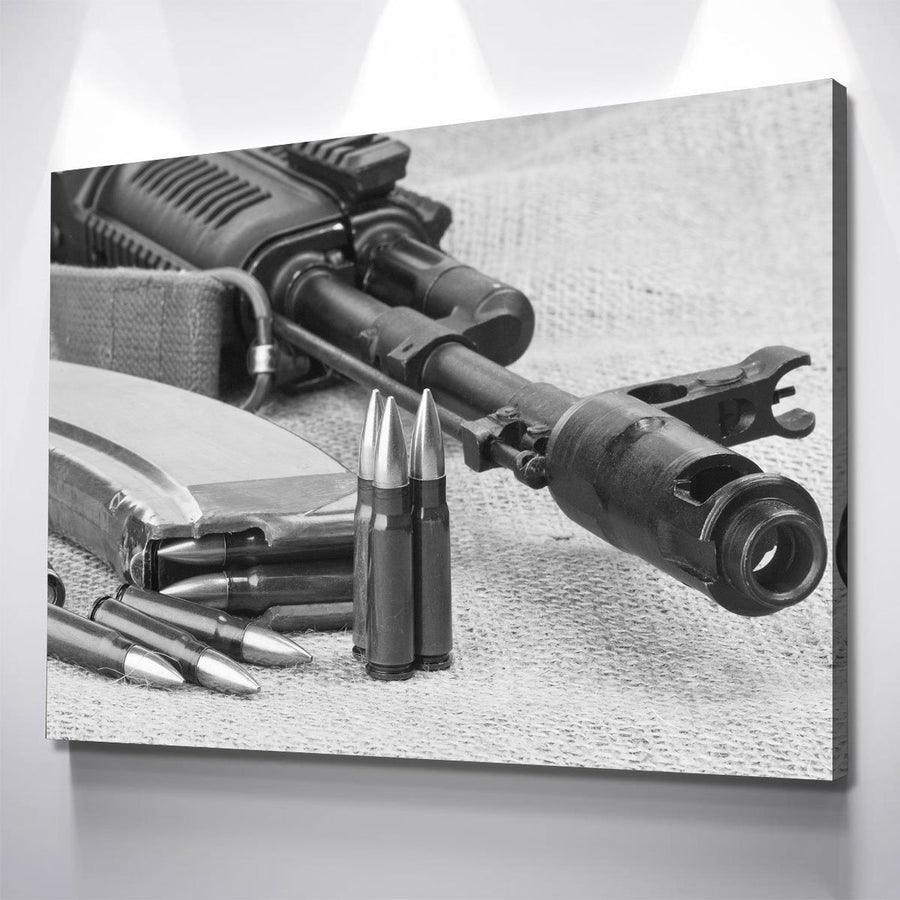AK47 Black And White Canvas - Amazing Canvas Prints