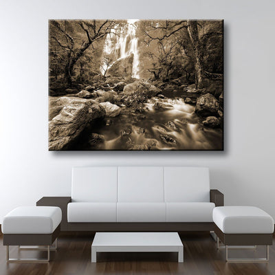 Autumn Waterfalls Sepia - Amazing Canvas Prints