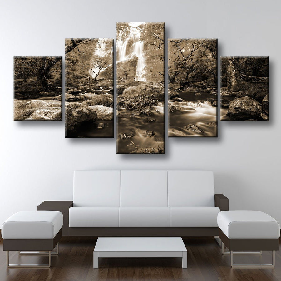 Autumn Waterfalls Sepia - Amazing Canvas Prints