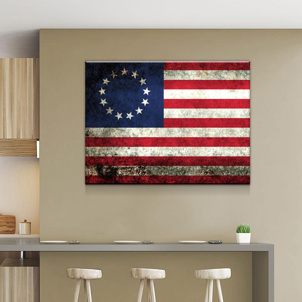Rustic Betsy Ross Flag - Amazing Canvas Prints