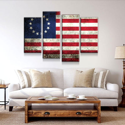 Rustic Betsy Ross Flag - Amazing Canvas Prints