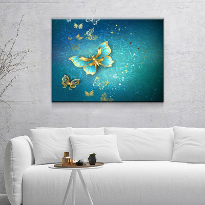 Blue And Gold Butterflies - Amazing Canvas Prints