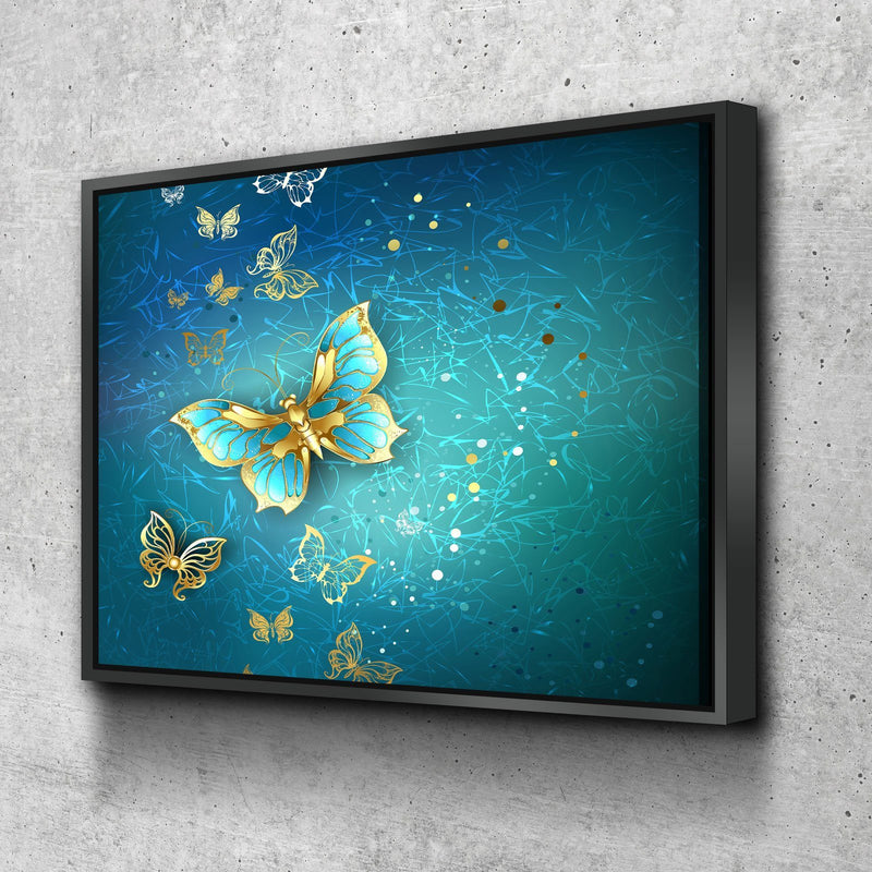 Blue And Gold Butterflies Amazing Canvas Prints