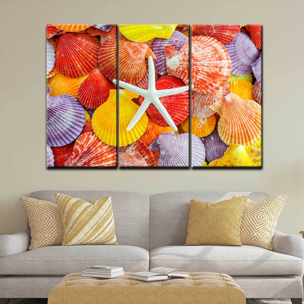 Colorful Scallop Seashells and Starfish - Amazing Canvas Prints