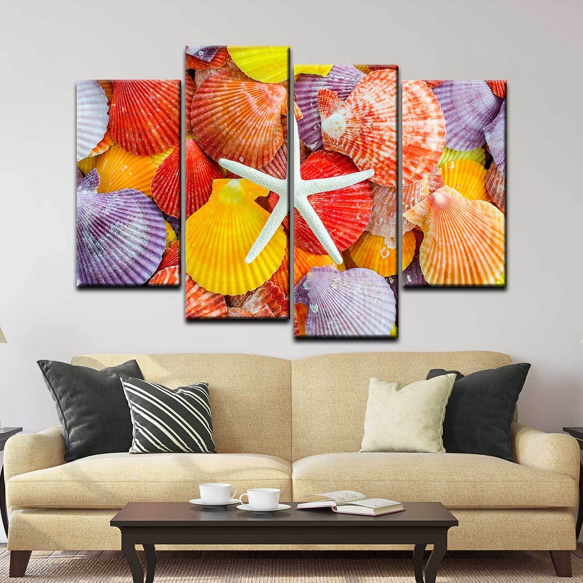 Colorful Scallop Seashells and Starfish - Amazing Canvas Prints