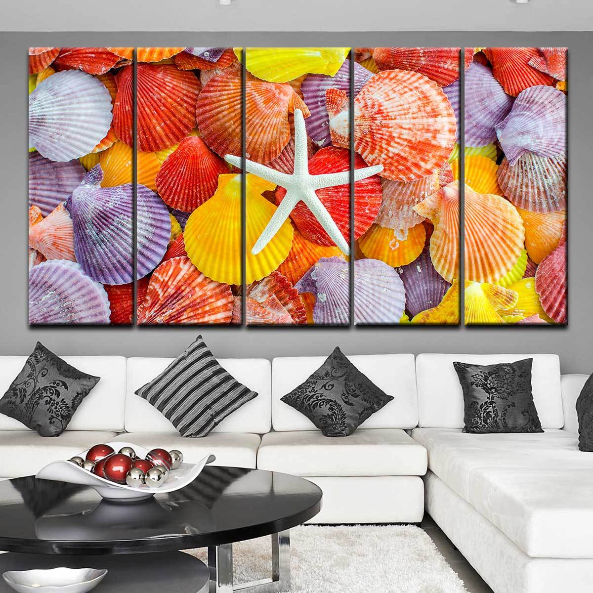 Colorful Scallop Seashells and Starfish - Amazing Canvas Prints