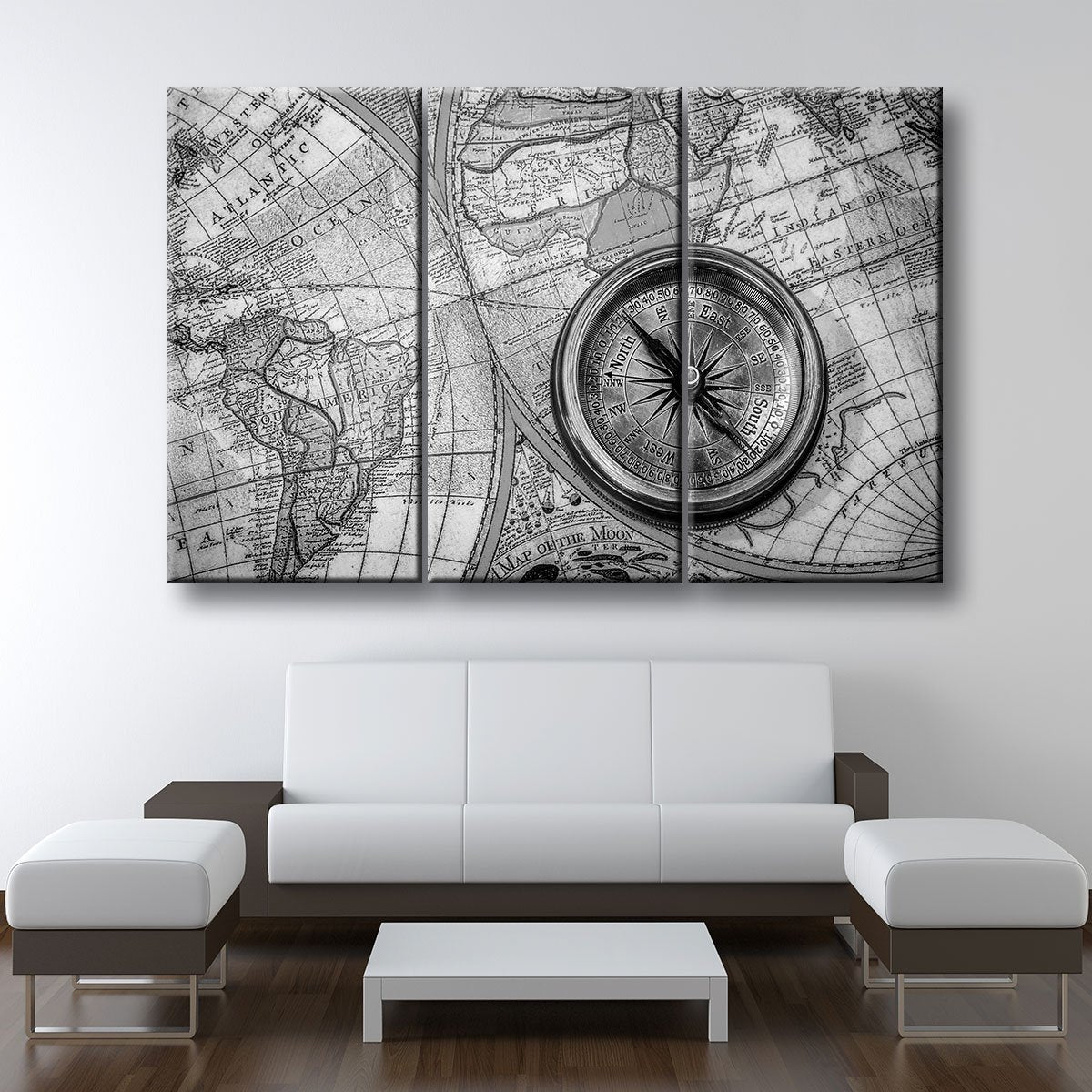 Compass On Old World Map - Amazing Canvas Prints