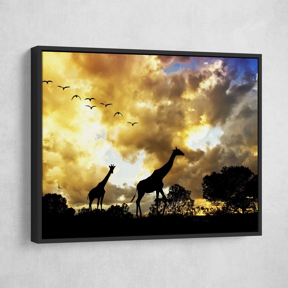 Giraffes Under Cloudy Skies - Amazing Canvas Prints