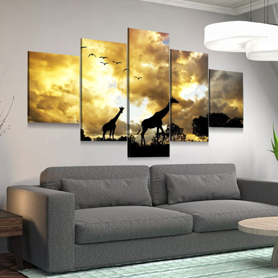Giraffes Under Cloudy Skies - Amazing Canvas Prints