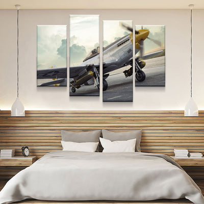 P51 Mustang On Runway - Amazing Canvas Prints
