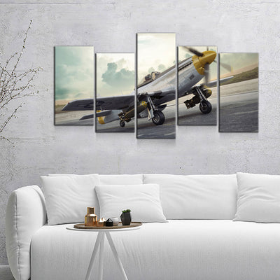 P51 Mustang On Runway - Amazing Canvas Prints