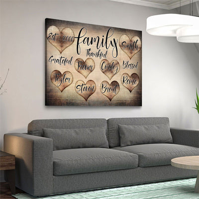 Personalized Family Grateful Thankful Blessed Premium Canvas - Amazing Canvas Prints