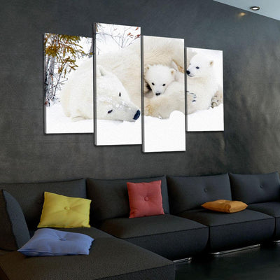 Polar Bear With Cubs - Amazing Canvas Prints