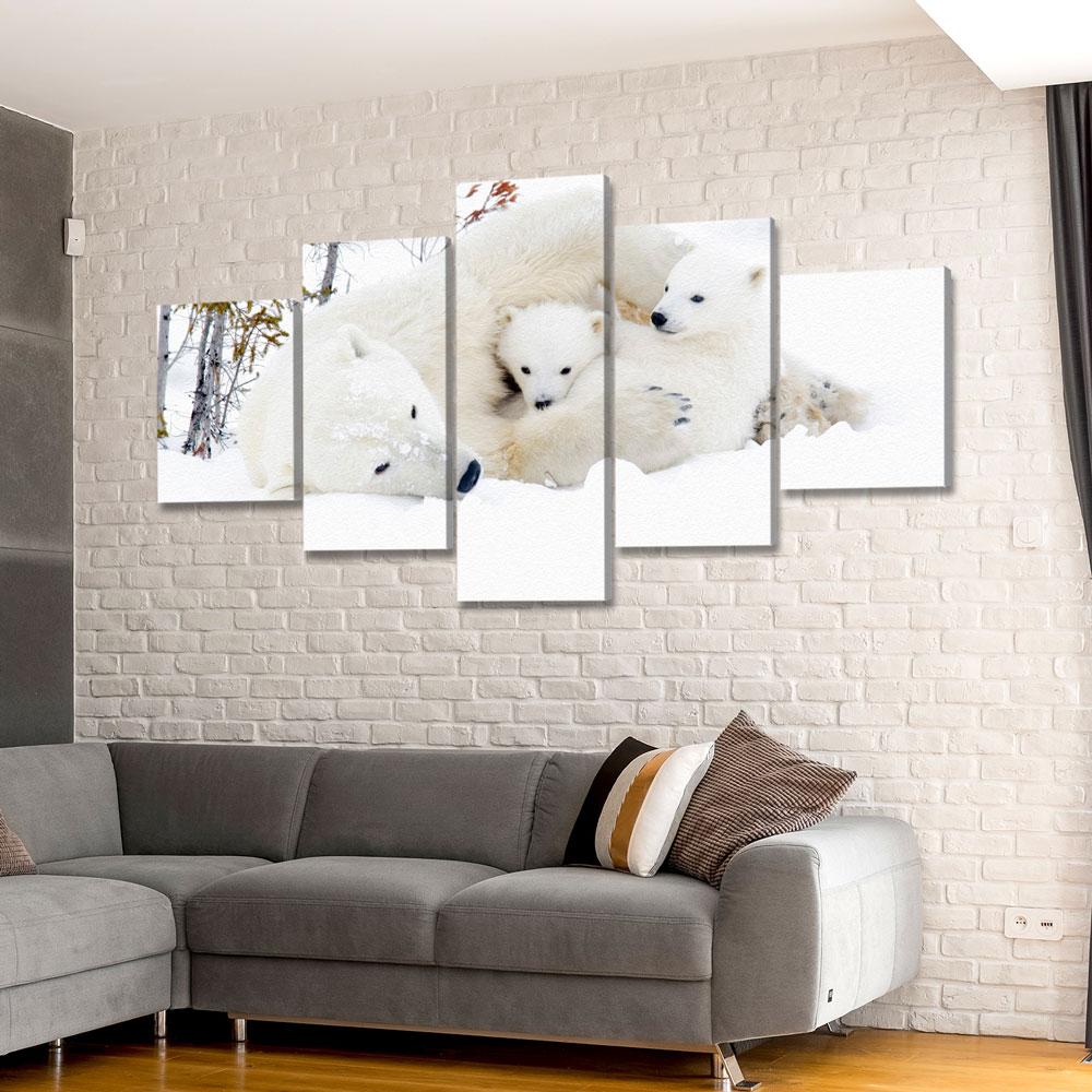 Polar Bear With Cubs - Amazing Canvas Prints