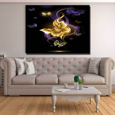 Purple And Gold Butterflies - Amazing Canvas Prints
