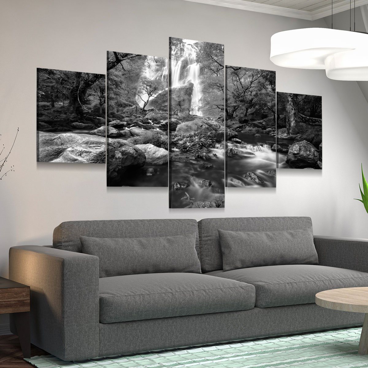 Autumn Waterfalls Black And White - Amazing Canvas Prints