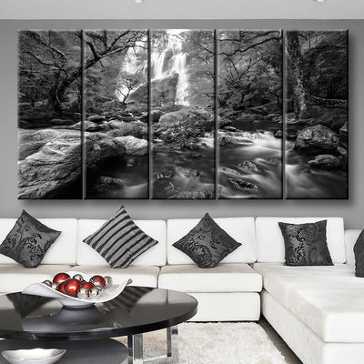 Autumn Waterfalls Black And White - Amazing Canvas Prints