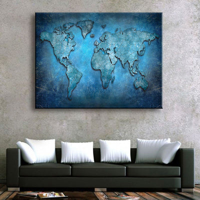 Blue Abstract World Map - Amazing Canvas Prints