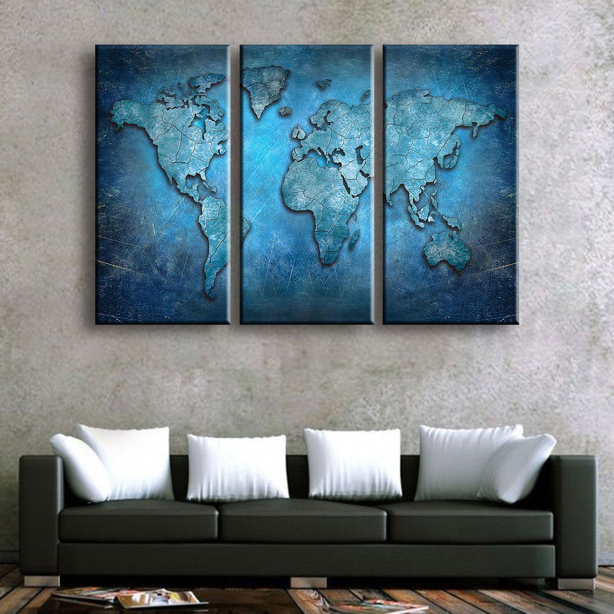 Blue Abstract World Map - Amazing Canvas Prints