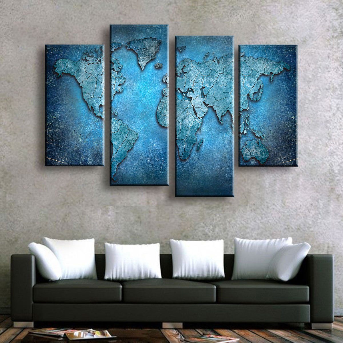 Blue Abstract World Map - Amazing Canvas Prints