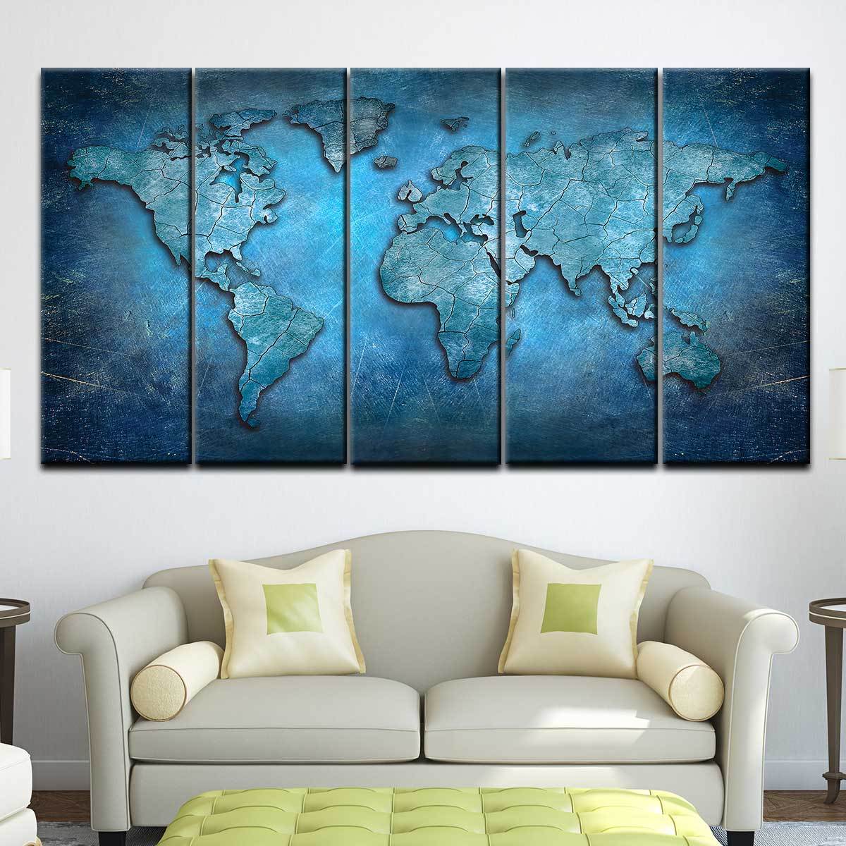 Blue Abstract World Map - Amazing Canvas Prints