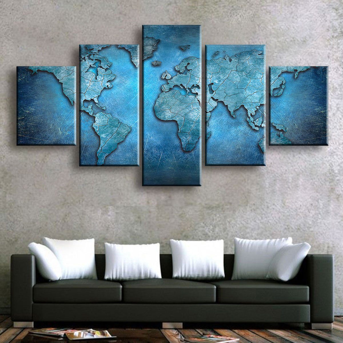 Blue Abstract World Map - Amazing Canvas Prints