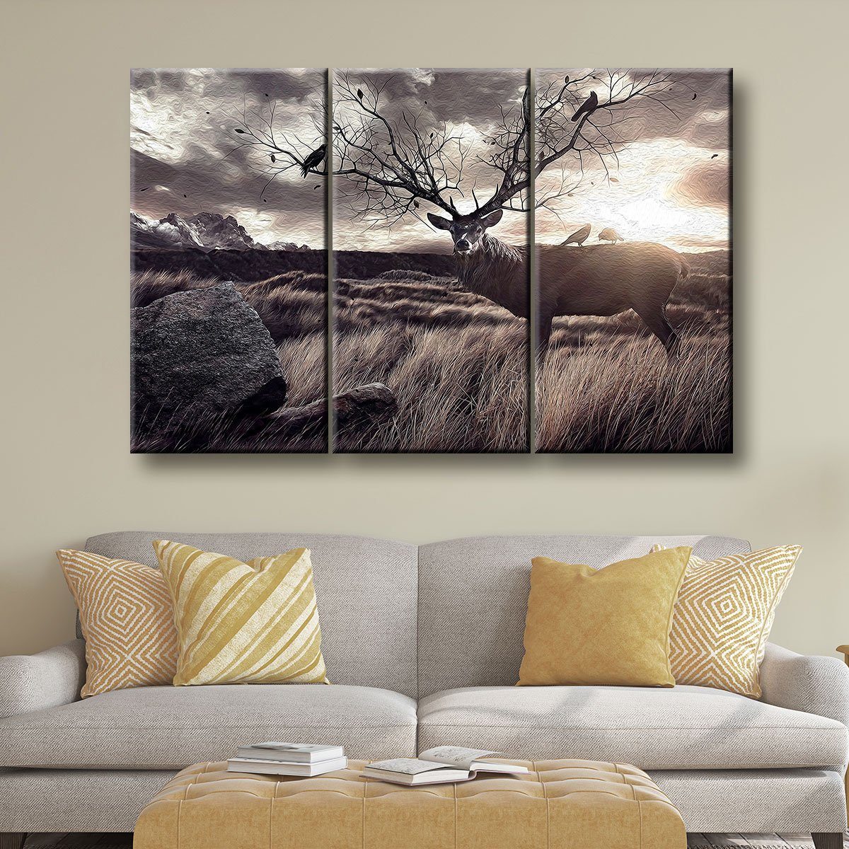 Badlands Deer Painting - Amazing Canvas Prints