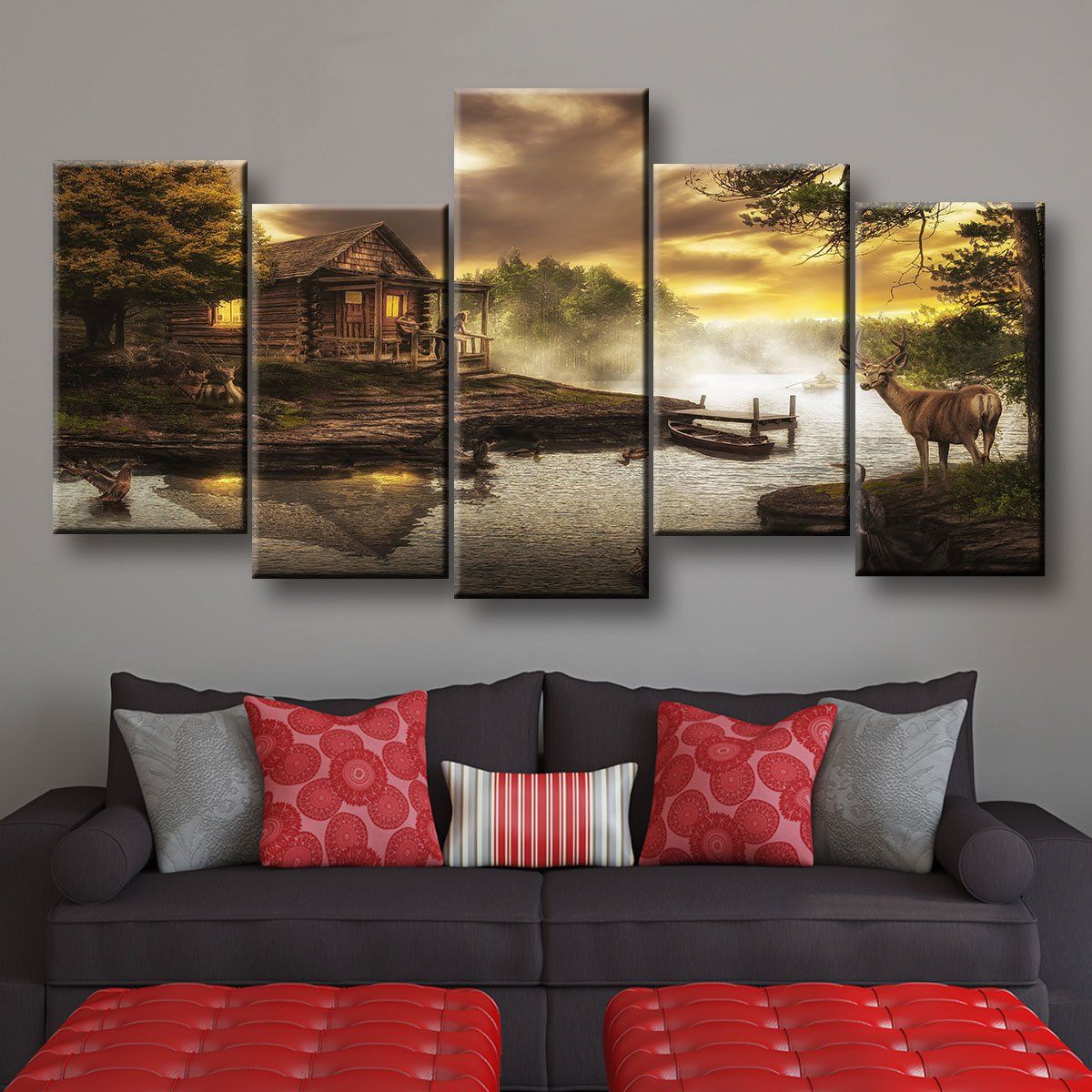Cabin By The Lake Amazing Canvas Prints