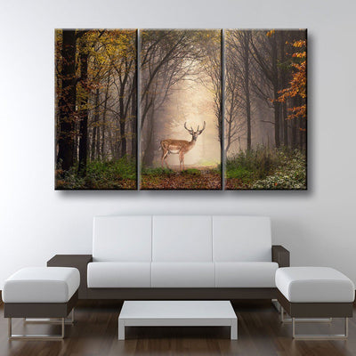 Deer In Misty Forest - Amazing Canvas Prints
