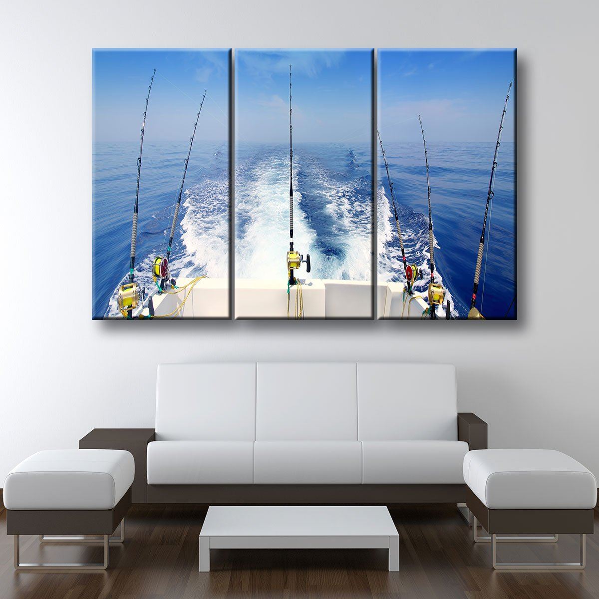 Deep Sea Fishing Ocean Rods Framed Canvas Home Decor Wall Art Multiple  Choices 1 3 4 5 Panels