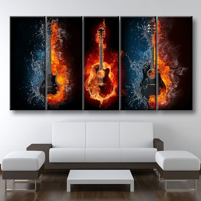 Fire And Water Guitars - Amazing Canvas Prints