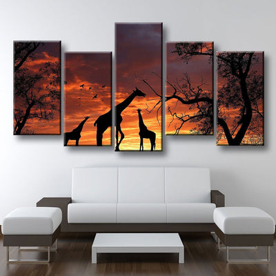 Giraffes At Sunset - Amazing Canvas Prints