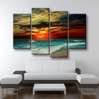 Red Tropical Paradise Sunset - Amazing Canvas Prints
