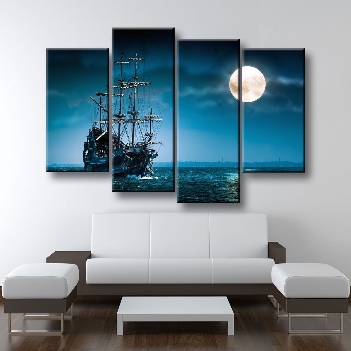 Ship In The Moonlight - Amazing Canvas Prints