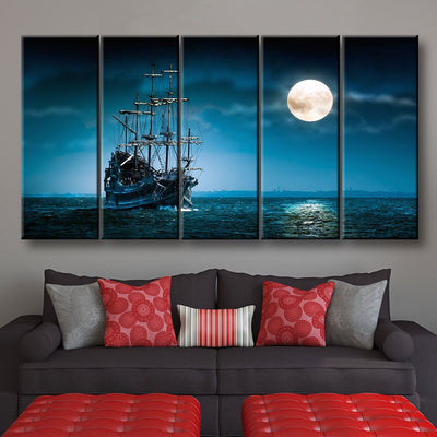 Ship In The Moonlight - Amazing Canvas Prints