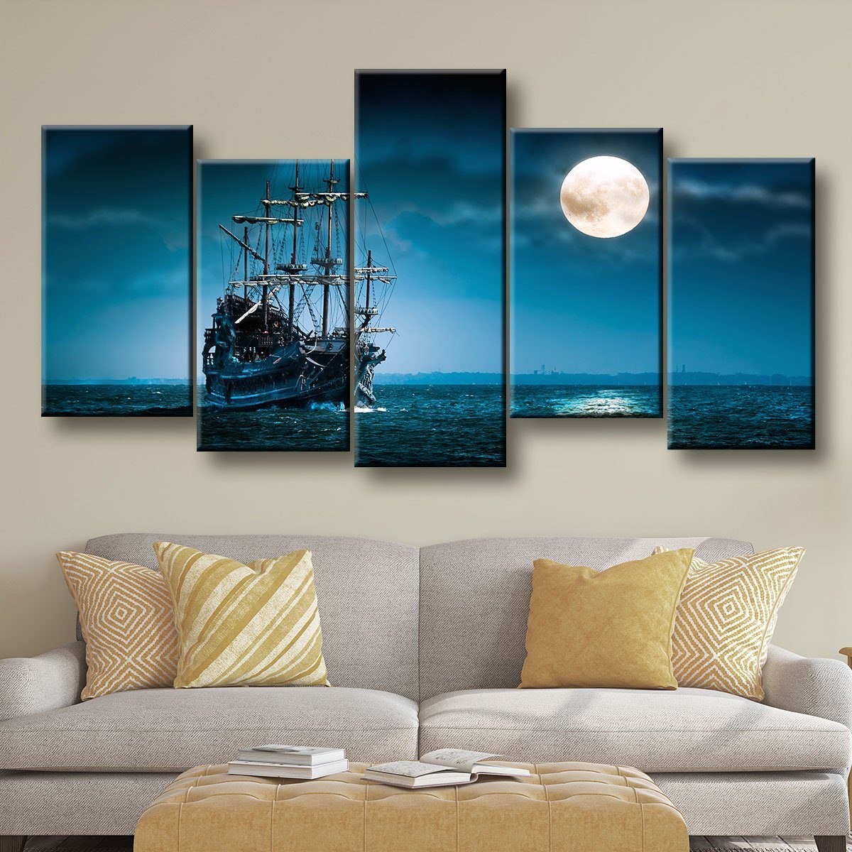 Ship In The Moonlight - Amazing Canvas Prints