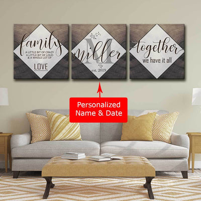 Personalized Family 3pc Canvas Set V1 - Amazing Canvas Prints