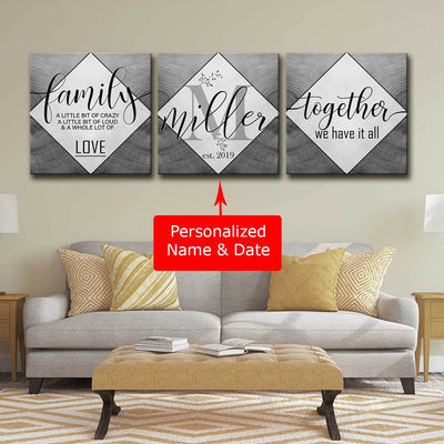 Personalized Family 3pc Canvas Set V2 - Amazing Canvas Prints
