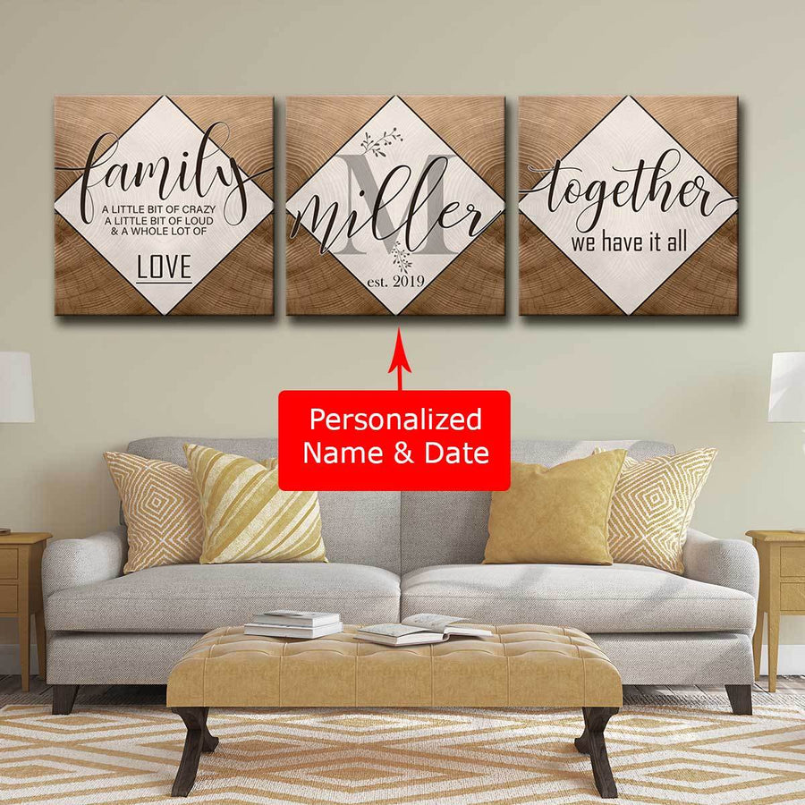 Personalized Family 3pc Canvas Set V3 - Amazing Canvas Prints